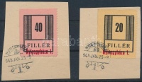 Nyíregyháza II. 1944 20f és 40f 2 db kivágáson (40.000++) vizsgálat nélkül
