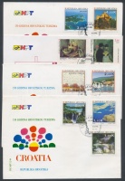Horvátország 1992-1996 15 klf FDC + gumi nélküli összefüggések + 2 emigrációs kiadás négyestömb