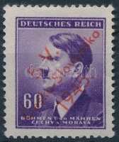1945 Hitler bélyeg 'Cesko-Slovensko' felülnyomással