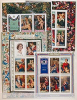 Nagyrészt postatiszta festmény motívum gyűjtemény, csak teljes sorok rengeteg blokkal továbbá kevés Csatorna szigetek sor + blokk 16 lapos A/4 berakóban / Mostly mint never hinged Paintings collection, only complete sets and blocks +