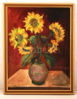 Molnár Bertalan (1933-):  Napraforgók. Olaj, farost, keretben, 60×45 cm