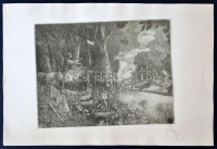 Nagy Árpád (1894-1959):Csodaszarvas. Rézkarc, papír, jelzett, 17×22 cm