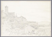 Nádler Róbert (1858-1938): Budapest vár 1876. Ceruza, papír, jelzett (NR), 11×15 cm