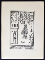 Perei Zoltán (1913-1992): Konrad Dinckmut. Linó, papír, jelzett, 20×12 cm