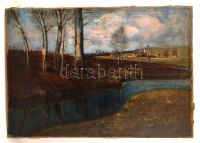 Rudnay jelzéssel: Kora tavaszi folyópart, olaj, vászon, 70,5×100 cm