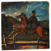 Rudnay jelzéssel: Lovas. Olaj, falemez, 48×49 cm