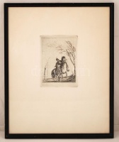 Rudnay Gyula (1878-1957): Csikós. Rézkarc, papír, jelzés nélkül, üvegezett keretben,  20×15 cm