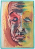 Ruszkay György (1924-1998): Férfi arc, vegyes technika, papír, jelzés nélkül, kartonra ragasztva, 30,5×21,5 cm