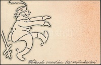 1921 Schima Bandi (1882-1959):  Nyikosch orientatio 1921 szeptemberben.Vegyes technika, papír. Jelzett, Képeslapként elküldve.