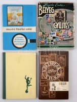 Gross: A bélyegek világa (1984) + A hírközlés krónikájából (1965) + Hajdú: Bélyeggyűjtés (1961) + ötnyelvű filatéliai szótár (1982)