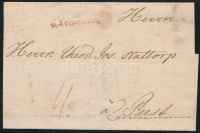 1784 Portós levél / cover with postage due piros / red 'v.Temeswar' - Pest