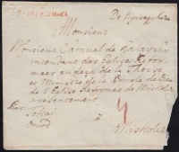 1787 Portós levél piros / red 'V. NYÍREGYHÁZA' - Miskolcz