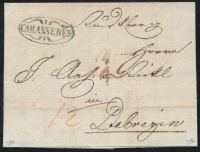 1832 Portós levél / cover with postage due 'CARANSEBES' - Debreczin