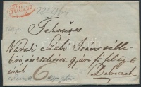 1844 Portós levél piros 'Tállya' - Debreczen (Gudlin 400p)