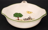 Zell porcelán melegentartó tál cicás díszítéssel, matricás, jelzett, máz alatti hajszálrepedésekkel, d: 20,5 cm