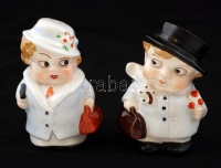 2 db retró NDK-s porcelán só- ill. borsszóró, kézzel festettek, jelzettek, nagyon apró kopásnyomokkal, m: 9 cm