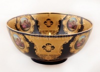 Gyümölcsös tál, matricás, jelzett (csillagok), hibátlan,  d:30 cm, m:13,5 cm