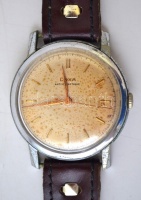 cca 1960 Doxa mechanikus karóra, retro szíjjal, működőképesen