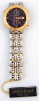 Yves Saint Lauren férfi cronograph karóra  ébresztővel szép állapotban eredeti okmányokkal  / Men's YSL cronograph watch with alarm