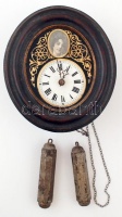 cca 1930 Falióra, üvegszámlapos, 2 db súllyal, 26×22 cm (óraház)