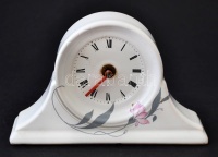Virágmintás porcelán óra, matricás, működő óraszerkezettel, 18x12x4,5 cm