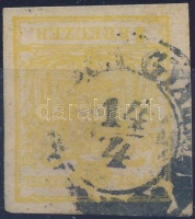 1850 1kr krómsárga / chrome yellow MP III. szép szélekkel, élénk szín 'BALASSA GYARMAT'