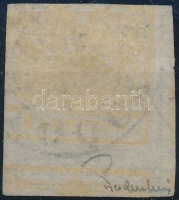 1850 1kr okkersárga / ochre yellow HP I.b jó / szép szélekkel, kétoldali nyomat! / printed on both sides. Quadrilliertes paper 'GALGÓCZ' Signed: Ferchenbauer