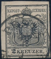 1850 2kr fekete / black MP III. teljes / óriási szélekkel, vastag papír / thick paper 'PESTH' Certificate: Rismondo