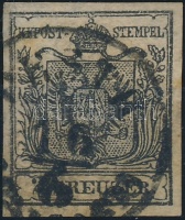 1850 2kr fekete / black HP IIIa. jó szélekkel, nagy vízjellel / with watermark 'PESTH' Certificate: Uwe Steiner