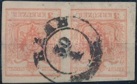 1850 3kr pár / pair MP III. szép / óriási szélekkel / with nice margins 'RAAB'