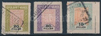 1927-1930 Gyula városi illeték 10f, 20f és 80f