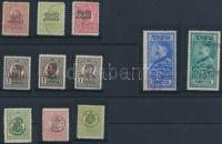 1918 11 db román okmánybélyeg, közte 9 felülnyomással