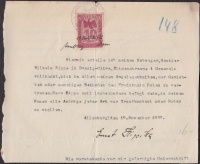 1927 Okmány porosz okmány bélyeggel
