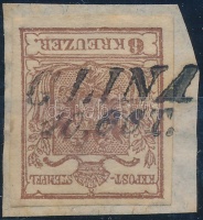 1850 6kr pirosasbarna / redbrown HP I. teljes / jó szélekkel, ívszéli nyomat, lemezhibákkal / with plate varieties 'GLINA'