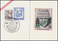 1982 Az osztrák alpesi síbajnokság négy versenyzője által aláírt első napi lebélyegzett levelezőlap / 1982 Austria, Alpine Ski championship signatures on FDC of 4 skier: Iréne Epple, Maria Epple, Pierra Machi, Daniela Zini.