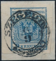 1850 9kr HP III. szép / óriási szélekkel, bal ívszél 5 mm / with nice / large margins 'SZEGEDIN'