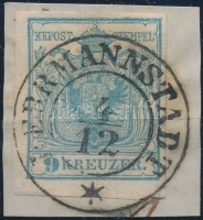 1850 9kr HP I. teljes / óriási szélekkel, kis lemezhiba / small plate variety 'HERRMANNSTADT'