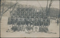 1907 Piliscsaba, Katonák csoportképe, futott fotólap, 9x14 cm