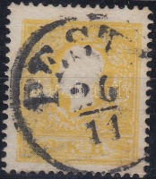1858 2kr sötétsárga / dark yellow I. típus, centrált. Certificate, signed: Ferchenbauer (kis papírelvékonyodás, saroktörés / thin paper, folded)