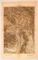 cca 1910 Kassa és környéke katonai térkép 44x36 cm