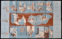 1953 Magyarország autóbuszhálózatának térképe, hátoldalán OTP Takarékbetét-könyv reklám, 42,2×66,5 cm