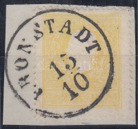 1858 2kr sárga / yellow II. 'KRONSTADT' (sarokfog hiány / missing corner perf.)