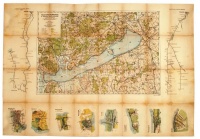 cca 1910 Balaton és környéke a Bakony hegységgel, Budapest,  Aczél testvérek kiadása, restaurált, feltekerve,  69x98cm