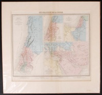 Cca 1880 Szentföld, jelzett francia térkép / Holy land, Palestine map in paspartu 45×34 cm