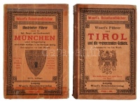 2 db könyv-Woerl's Führer durch Tirol und die angrenzenden Gebiete. Leipzig, Woerl's Reisebüchverlag; Leo Woerl: Illustrierter Führer durch die Kgl. Haupt- und Residenzstadt München und Umgebung. Leipzig, Woerl'S Reisebücherverlag. Kiadói
