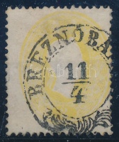 1861 2kr sárga / yellow 'BREZNÓBÁ(NYA)' (papírelvékonyodás, javítás / thin paper, repaired)
