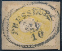 1861 2kr sárga / yellow, festékfoltok / paint spots 'PRESSBURG'