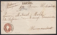 1862 2x10kr ajánlott levélen 'BÁNFI-HUNYAD' - 'KLAUSENBURG' - 'HERMANNSTADT' (a hátoldali bélyeg elvágva)