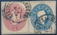 1861/63 1863 5kr + 1861 15kr 'BISTRITZ in SIEBENB:'