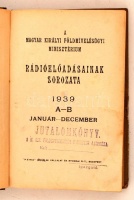 A Magyar Királyi Földmívelésügyi Minisztérium rádióelőadásainak sorozata 1939. A-B sorozat. Bp., é. n., Pátria. A két kötet egybekötve. Számos érdekes írással. Félvászon kötésben.